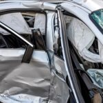 damaged vehicle closeup after a heavy crash, traffic accident, i